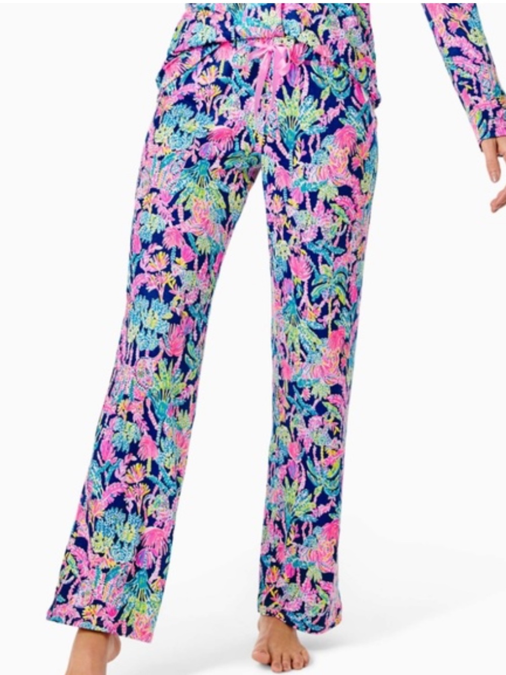 Lilly Pulitzer Knit Pajama Pants in Oyster Bay Navy Seen and Herd Size Large